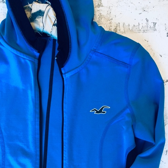 HOLLISTER Blue Track Jacket with Thumb Holes - Picture 2 of 5